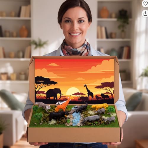 Teyva Daily 48 Pcs Grassland Diorama Kit Habitat Project Box Set Grassland - color: Grassland