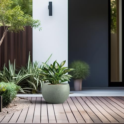 Kante Large Round Bowl Mint Green Concrete Planter 19.9" Dia, Outdoor - color: Mint Green, size: 19.9" d
