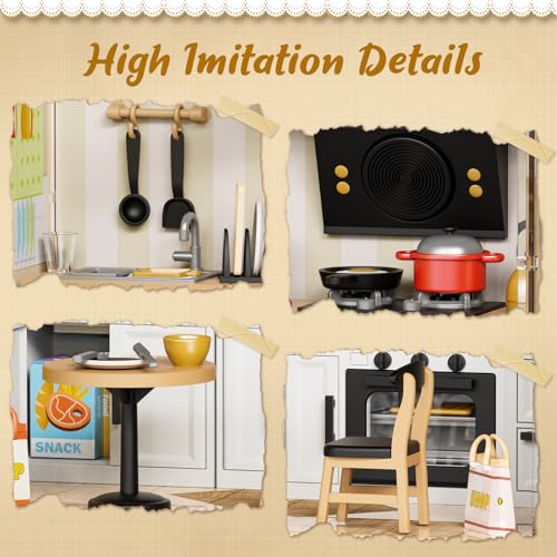 DIY Miniature House Kit mini Kitchen with Furniture and LED
