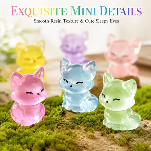 Glow in The Dark Fox Figurines for Fairy Garden - color: Purple Fox