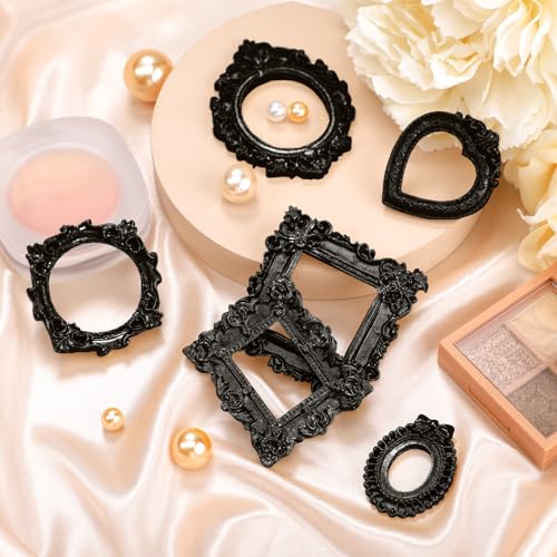 Remerry 12 Pcs Mini Picture Frames Vintage Resin Antique DIY Frame,Black - color: Black
