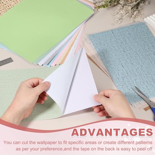 uxcell 6 Sheets Miniature Dollhouse Wallpaper, Silk Pattern Self-Adhesive PVC Flooring Wall, Mini Wall Decor for Dollhouse Sand Table Model Accessories 11.81 x 7.87 Inch (Beige) - color: Beige