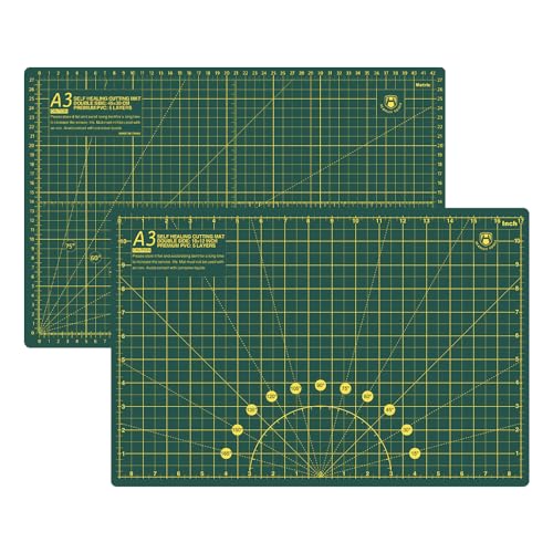 Headley Tools 18"x12" Thickened Self Healing Cutting Mat, A3 Rotary Cutting Sewing Mat for Crafts, Double Sided 5-Ply Table Cutting Board for Fabric Quilting Leather Arts Hobby Project, Green - color: Dark Green, size: 17.7"L x 11.8"W