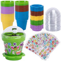 25 Packs Cupcake Plant Nursery Pots with Humidity Dome, Small Plastic Flower Plant Pots with 20 Sheet Stickers, Seeds Starter Pot Flower Planting Container for Seedlings Succulent Display (Mix Colors) - color: 25 Packs With 20 Sheet Stickers