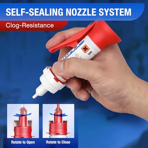 5817 Ultra-Thin Super Fast CA Glue - Non-Whitening Crystal Clear Adhesive with Grip Handle & 10 Micro Tips for Models, 3D Prints (PLA/ABS), Miniatures - Leak-Proof Rotating Nozzle - size: 1-Pack