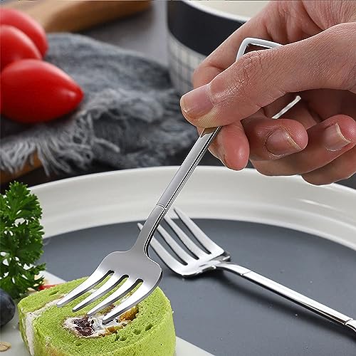 Comicfs 10 Pcs 4.7 Inches Silver Shovel Shape Fruit Forks Cocktail Sticks Set, Stainless Steel Mini Salad Forks Appetizer Cake Dessert Forks Party Supplies (10 Fork, Silver) - color: 10 Pcs Forks-Silver, size: 10 Pcs