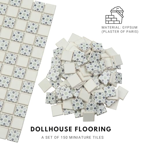 150 pcs, Dollhouse Flooring, 1:12 Scale Doll House Tiles, Miniature Checkerboard Floor, REDUCIO! (Antique)