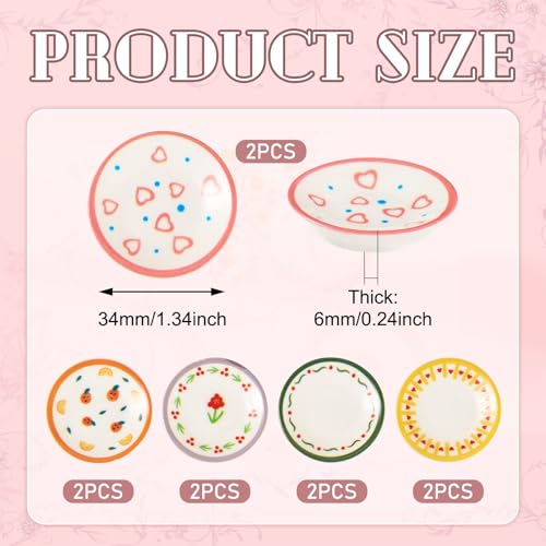 FASHEWELRY 10Pcs Resin Miniature Dollhouse Plates Playhouse Dishes 34mm Kitchen Tableware Models Display Ornaments for Micro Landscape Decoration Garden Home Party Decor - color: 5 Colors-round Plates