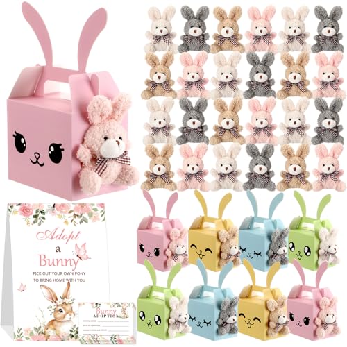 Blueweenly 73 Pcs Adopt a Bunny Party Favors Set Mini Plush Rabbit Toys - style: Bunny