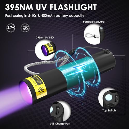 Akisey 100g UV Resin Kit with Light for Bonding & Fast Curing in Seconds - size: 100g