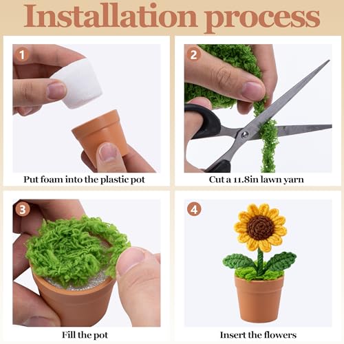 20 Sets Mini Knit Plants DIY Craft Pots, Plastic Flower Pot for Croche - color: Brown