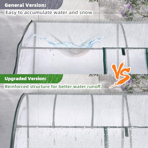 Lean to Greenhouse with 3-Tier Shelves: Ohuhu Portable Walk-in Wall Mounted Green House with Mesh Windows, 79"x39"x83" Reinforced Lean-to Wall Greenhouses with 2 Roll-Up Zipper Doors for Outdoors - color: White, size: 6.6' x 3.3' x 7'