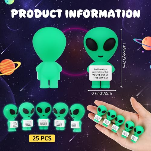 Gejoy 25 Pcs Mini Rubber Alien Toys Positive Mini Aliens Figures - style: Alien