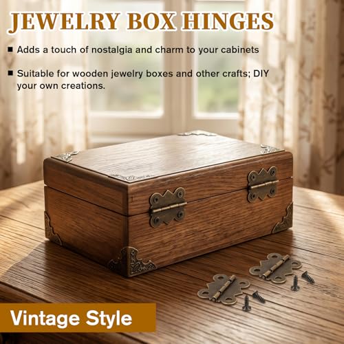 Screws Small Hinges for Crafts 20 PCS Antique Bronze Butterfly-Hinges with 80 Pcs Jewelry Box Hinges, Small Hinge for Wooden Box Mini Metal Hing for Cabinet Crafts Wooden Jewelry Boxs (25 x 20mm)