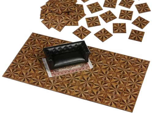 Dollhouse Flooring Tiles – Miniature Parquet Pattern for 1:12 Scale Decor Projects – REDUCIO! (Diamond Burst) - color: Diamond Burst