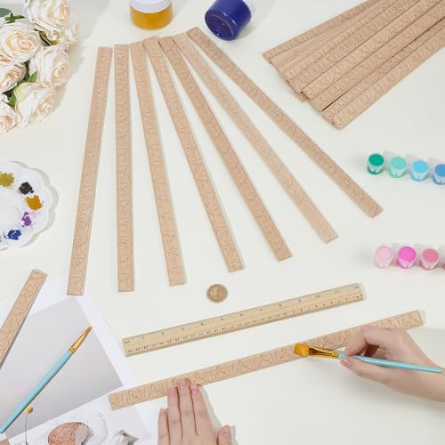 OLYCRAFT 20Pcs 3D Decorative Wood Trim Molding Handmade Carved Unfinished DIY Trims 15.9 Inch Half Wooden Trim Molding Decorative Wood Trims for Home Wall Door Border Ceiling Cabinet Window - style: Handmade Carved