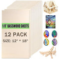 Yaliuliu 12 Pack Basswood Sheets 12"x18"x1/8" for Crafts - 3mm Unfinished Wood Plywood Crafts, Ideal for DIY Ornaments, Engraving, Staining, Model Carving, Burning, Laser Cutting,Balsa Wood Sheet