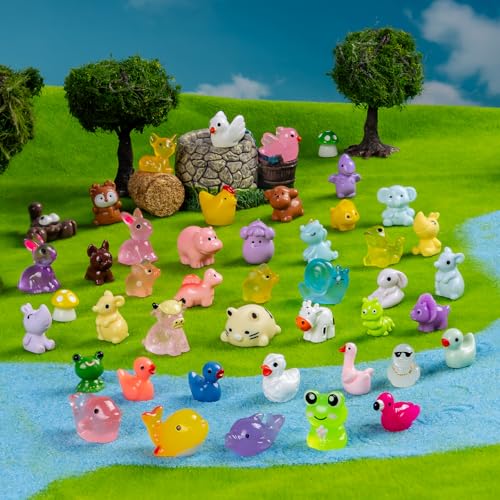 200pcs Mini Resin Animals Different 200 Styles Variety Tiny Small Animals Figure to Hide Luminous Glow in The Dark for Garden Dollhouse DIY Craft Decor Small Plastic Miniature Crafts Decor Aquarium - color: 200 Mini Animal Figures