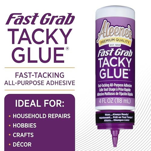 Aleene's Fast Grab Tacky Glue for Crafts in Always Ready Bottle, Nontoxic, Fast Hold, Dries Clear, 4 fl oz