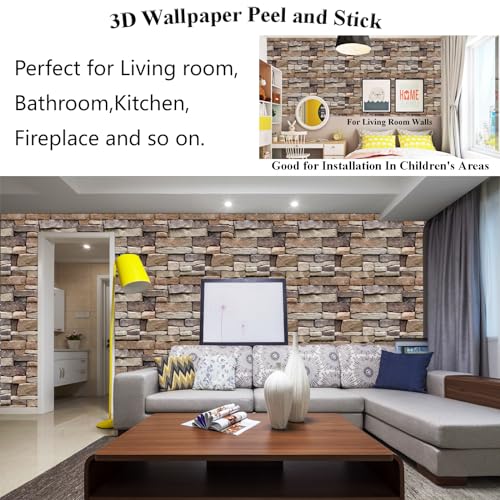 3D Wall Panels Peel and Stick, 10PCS Self-Adhesive Brick Wallpaper
