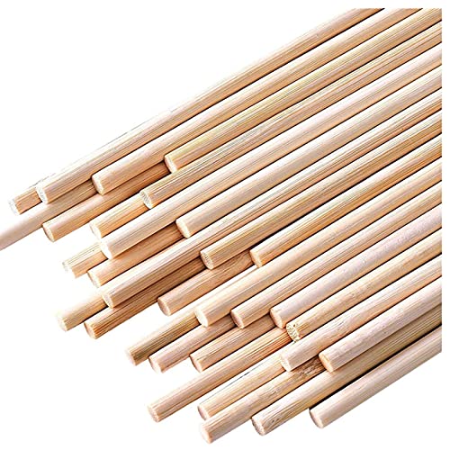 HOPELF 100PCS Dowel Rods Wood Sticks Wooden Dowel Rods - 1/4 x 36 Inch Bamboo Sticks - for Crafts，Hardwood Dowel Rod Assortment，Wooden Rod Sticks Doweling Rods，DIYers. - size: 1/4" x 36"