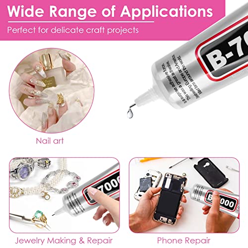3 PCS 110ML B-7000 Clear Glue for Rhinestones, DIY B7000 Adhesive Crafts Glue Multipurpose Super Adhesive Industrial Bonding Glue for Fabric Gem Stone Bead Metal Jewelry Making Nail Art - style: 3 x 110ml