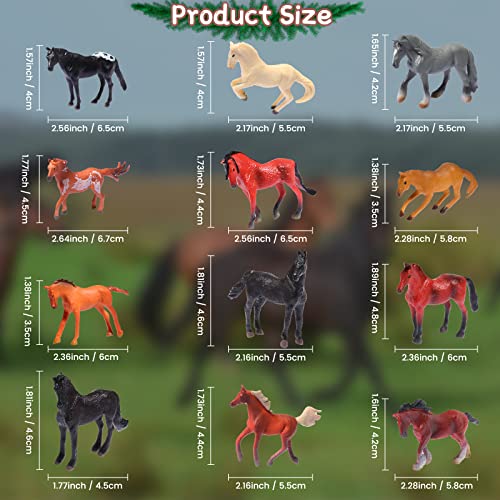 Chalyna 12 Pcs Mini Plastic Horse Figurines 2-3" Tiny Farm Pony Toys