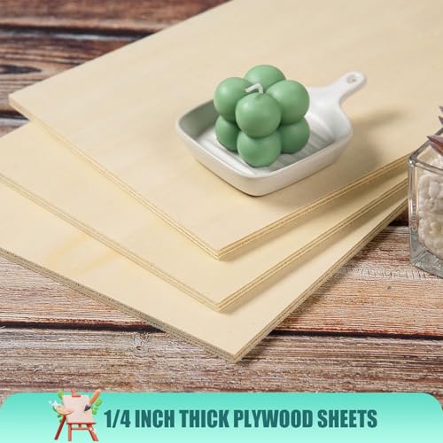 6 Pack 10.7 x 7 x 1/4 Inch-6mm Thick Basswood Sheets for Crafts Unfinished Plywood Sheets Rectangular Wood Panel Boards for DIY Laser Project, Wood Burning, Engraving, Architectural Models, Staining - size: 10.7 x 7 x 1/4 Inch
