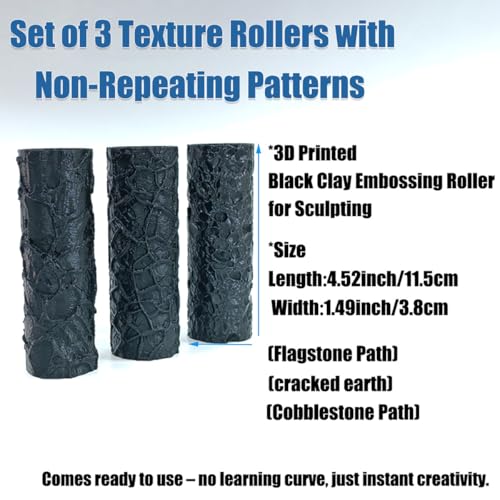 3-Piece Terrain Texture Roller Set, Tabletop Wargame Craft Tool - color: 3-piece set Gravel board pattern/Gravel vein crack/Gravel pattern