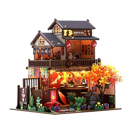 MAGQOO DIY Miniature Dollhouse Kit DIY Miniature House Kit Tiny Mini House Kits with Furniture 1:24 Scale 3D Puzzles(Sushi House) - color: Sushi House