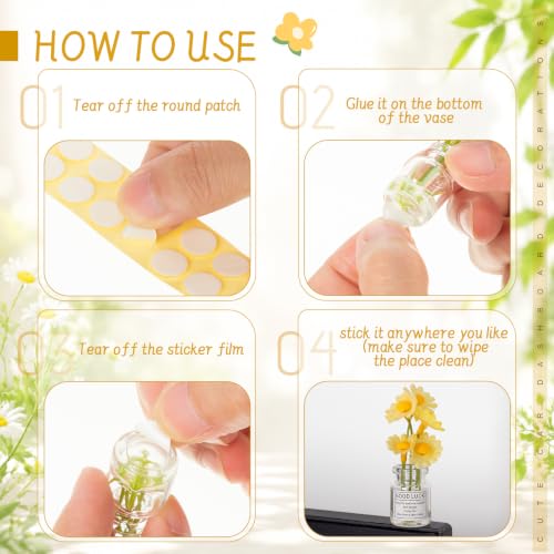 Ripeng Set of 8 Daisy Flowers Car Dashboard Decorations Cute Car Accessories for Women Vehicle Interior Decor with Double Sided Tape for Rear View Mirror Dashboard - style: Daisy