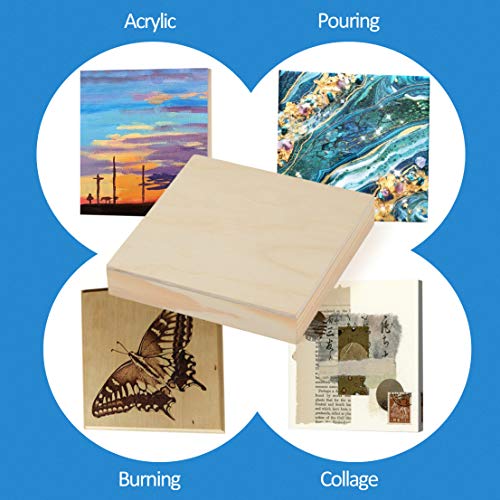 Falling in Art 4 Pack 4x4’’ Unfinished Birch Wood Panels Kit for Painting - size: 4'' x 4'' Studio