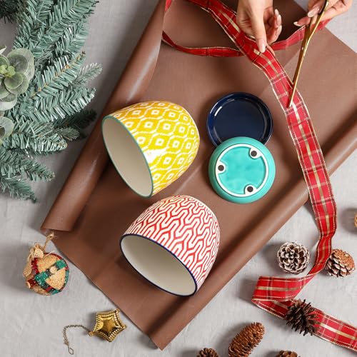 Selamica Ceramic Plant Pots, 5.6 Inch Flower Pots for Indoor Plants, Planters with Drainage Hole and Saucer, Garden Pots for Succulent, Orchid, Home Decor, Set of 4, Assorted Colors - color: Assorted Colors, size: 5.6 inch, set of 4