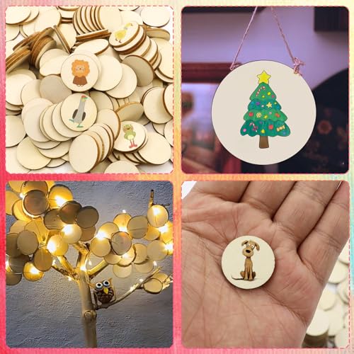 100 Pieces 1 Inch Unfinished Wood Circles - size: 1Inch-100PCS