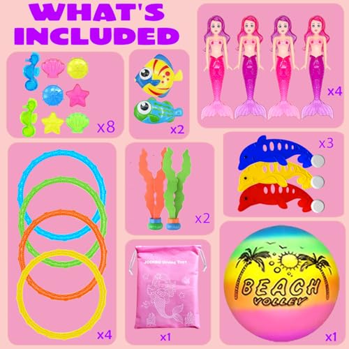 24 Pcs Diving Pool Toys for Kids Ages 3-12 Set with Storage Bag - style: Mermaid Set -23 Pack
