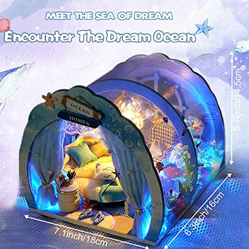 GuDoQi DIY Miniature Dollhouse Kit, 1:24 Scale Tiny House with Furniture, Great Gift for Birthday Christmas Day, Sweet Home of Mermaid Princess - color: Sweet Home of Mermaid Princess