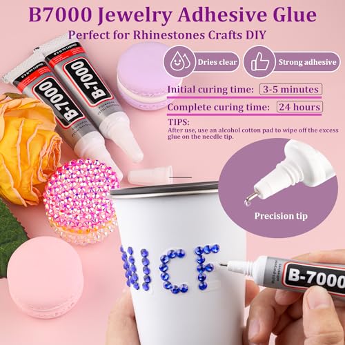 30000Pcs Resin Rhinestones for Bedazzling with Tweezers, Royal Blue Rhinestones for Crafting with B7000 Jewelry Glue for DIY Crafts Clothing Tumblers Shoes Fabric Nail Art - color: Royal Blue, size: X-Large Pack + 1Pc Glue