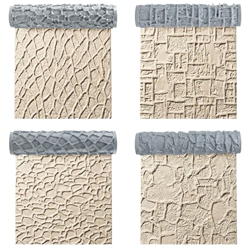 Warmtree 4 Pcs RPG Terrain Texture Roller Set Polymer Clay Texture Roller