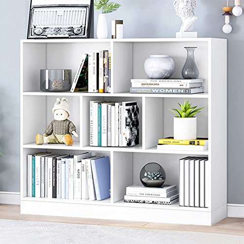 IOTXY Open Shelf Low Bookcase - Wooden 3-Tier Cube Bookshelf, Warm White - color: Warm White, size: 80CM Base