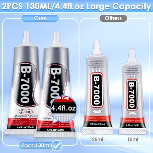 B7000 Rhinestones Glue for Crafts, 2pcs 130ML Glue of Diamond Jewelry - color: 2x130 ml / 4.4 oz