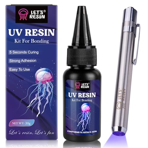 LET'S RESIN UV Resin Kit with Light, Bonding&Curing in Seconds, 30g