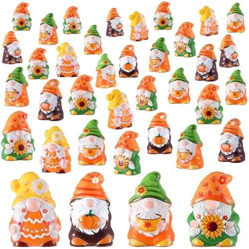 Yaomiao 60 Pcs Mini Fall Resin Gnomes Figures Thanksgiving Mini Statues - style: Fall Multi-color
