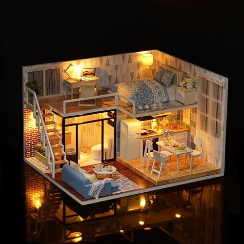DIY Miniature Dollhouse Kit with Furniture Plus Dust Proof & Music Movement