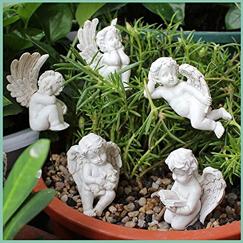 5pcs Miniature Angel Figurine for Outdoor Micro Landscape Lawn Décor