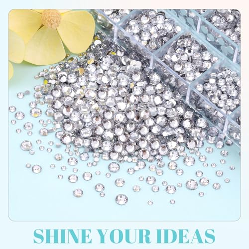 6100Pcs Resin Rhinestones for Crafting with 2Pcs 10ml B7000 Jewelry Glue, 1 Box Flatback Crystals Diamond (Clear) for Bedazzling Crafts DIY Nail Art Non Hotfix Gems for Clothing Shoes Tumblers - color: Clear, size: 1 Small Pack + 2Pc Glue