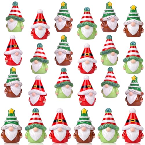 Yaomiao 60 Pcs Mini Resin Christmas Gnomes Figurines Bulk Small Resin Christmas Tree Gnome Miniature Gnomes Decoration for Table Landscape Tiered Tray Decor - style: Christmas Multi-color