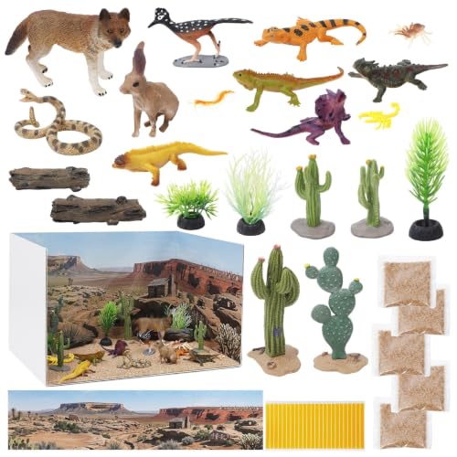 DZrudun Desert Diorama Kit, Diorama Box and 28Pcs Desert Diorama Supplies - color: Desert Diorama Kit