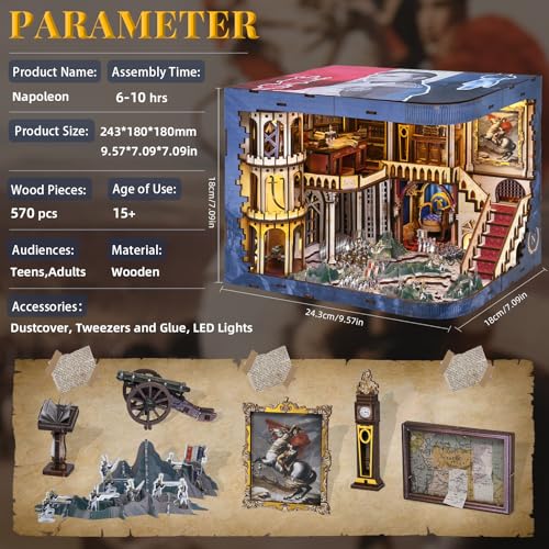 CCCDF Napoleon Book Nook Kit, DIY Miniature House with LED - color: Napoleon