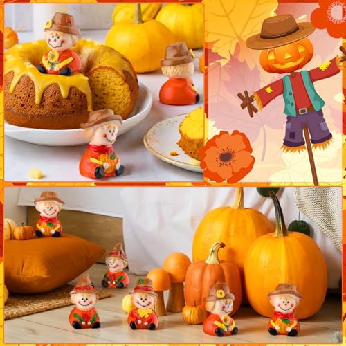 Wesiti 40 Pcs Fall Mini Scarecrow Resin Figurine Fall Miniature Statues - style: Scarecrow