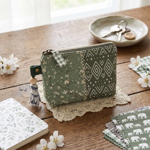 Tigeen 8 Pcs Fat Quarters Fabric Bundles, Sage Mix Nature - style: Sage Mix Nature